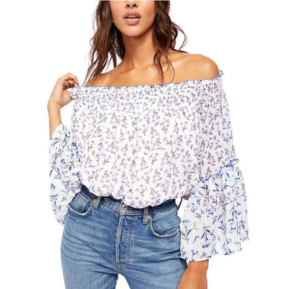 Free People Tops - NWT Free People Rose Valley Off The Shoulder Crop Top Size M